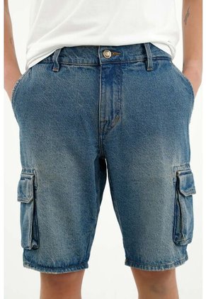 Bermuda Tipo Cargo Azul Para Hombre