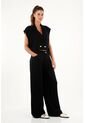 Pantalón Wide Leg Tiro Alto Negro Para Mujer de Tennis