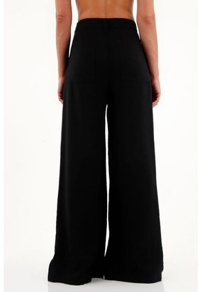Pantalón Wide Leg Tiro Alto Negro Para Mujer
