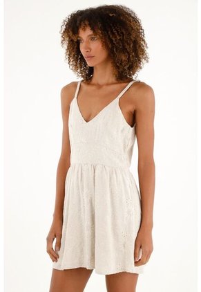 Vestido Corto Café En Ojalillo Para Mujer