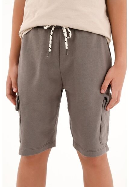 Bermuda Cargo Con Pretina Elástica Gris Para Niño