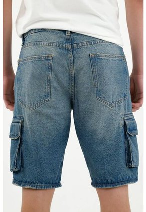 Bermuda Tipo Cargo Azul Para Hombre