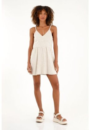 Vestido Corto Café En Ojalillo Para Mujer