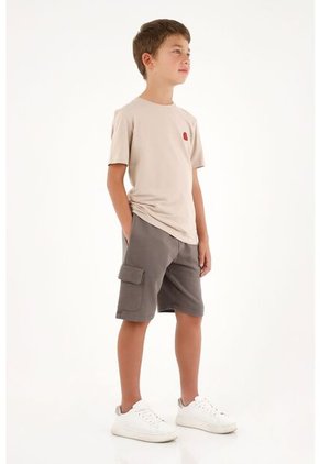 Bermuda Cargo Con Pretina Elástica Gris Para Niño