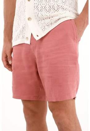 Bermuda Chino En 100% Lino Naranja Para Hombre