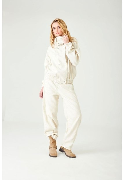 Tennis Chaqueta Relaxed Fit Con Cuello Alto Envolvente En Tejido Plano Crudo Para Mujer