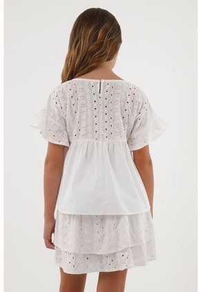 Camisa Blanca De Silueta Amplia Para Niña
