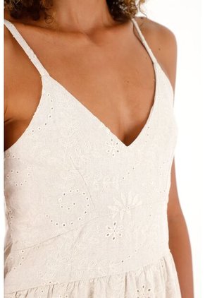 Vestido Corto Café En Ojalillo Para Mujer