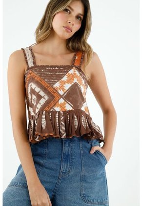 Camisa Estampada De Tiras Para Mujer