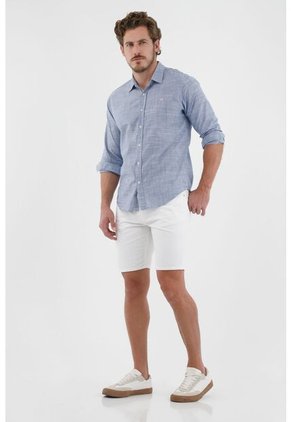 Camisa Azul Con Mini Raqueta Bordada Para Hombre