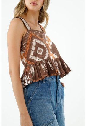 Camisa Estampada De Tiras Para Mujer