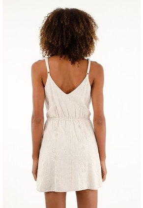 Vestido Corto Café En Ojalillo Para Mujer