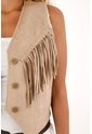 Chaleco En Suede Con Flecos Y Ovejero Para Mujer de Tennis