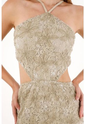 Tennis Vestido Corto Con Detalles De Brillo Verde Para Mujer