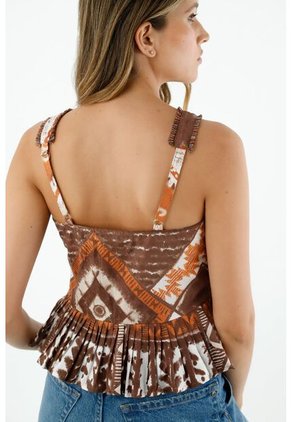 Camisa Estampada De Tiras Para Mujer