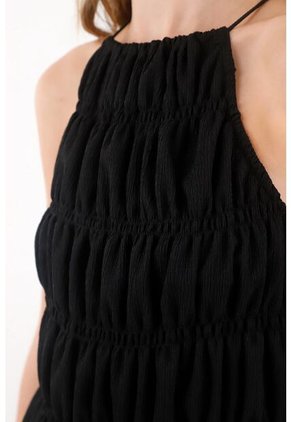 Tennis Camisa Cuello Halter Negra Para Mujer