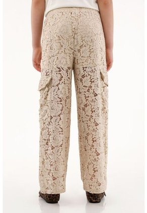 Pantalón Con Detalles De Encaje Café Para Niña