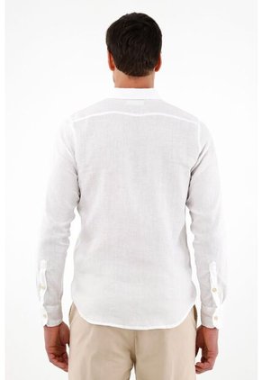 Tennis Camisa Blanca En Lino Para Hombre