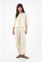 Tennis Camisa Para Mujer En Viscosa Amarillo Vainilla Fit Relajado Con Mangas Tipo Capa de Tennis