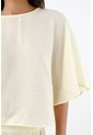 Tennis Camisa Para Mujer En Viscosa Amarillo Vainilla Fit Relajado Con Mangas Tipo Capa de Tennis