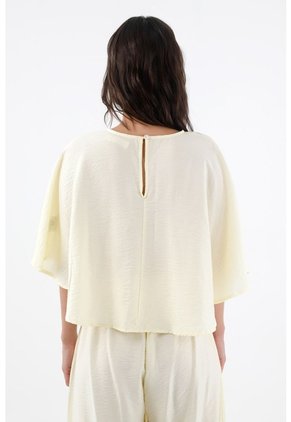 Tennis Camisa Para Mujer En Viscosa Amarillo Vainilla Fit Relajado Con Mangas Tipo Capa