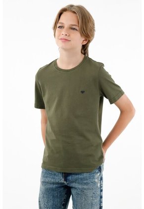 Camiseta Verde Cuello Redondo Para Niño