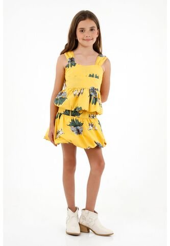 Falda Amarilla Tipo Globo Para Niña Tennis