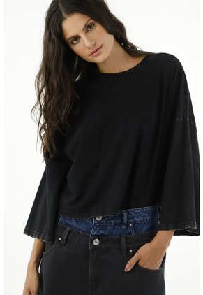 Camiseta Manga Larga Negra Para Mujer