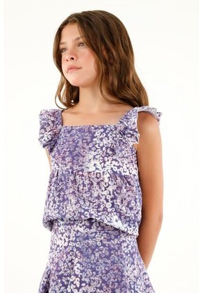 Camisa Morada Manga Sisa Para Niña