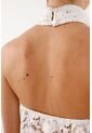 Tennis Top Crop Holgado Con Cuello Halter Cruzado En Encaje Blanco Para Mujer de Tennis