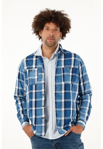 Tennis Camisa Azul Tipo Leñadora Para Hombre Tennis