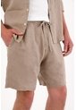 Tennis Bermuda En 100% Lino Con Bolsillos Café Para Hombre de Tennis