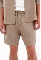 Tennis Bermuda En 100% Lino Con Bolsillos Café Para Hombre de Tennis