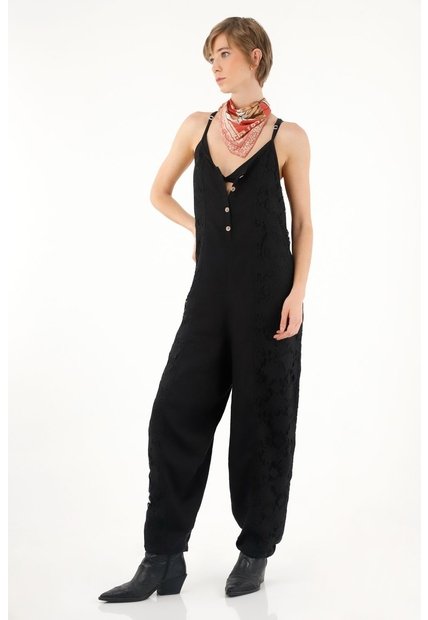 Tennis Overall Negro De Tiras Para Mujer