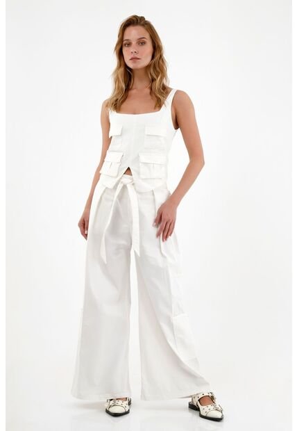 Tennis Pantalón Crudo Tipo Cargo Para Mujer