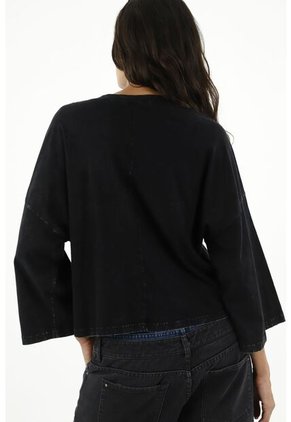 Camiseta Manga Larga Negra Para Mujer