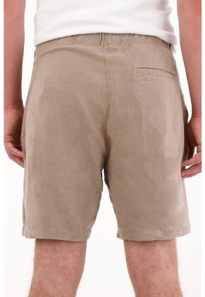 Tennis Bermuda En 100% Lino Con Bolsillos Café Para Hombre