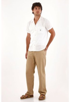 Tennis Camisa En 100% Lino Blanca Para Hombre