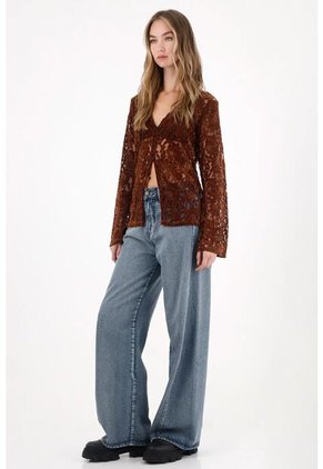 Tennis Jean Wide Leg Tono Medio Para Mujer