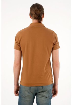 Tennis Polo Café Con Raqueta Bordada Para Hombre