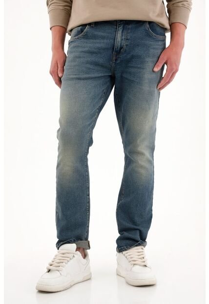 Tennis Jean Nudy Tono Medio Con Bigotes Azul Para Hombre