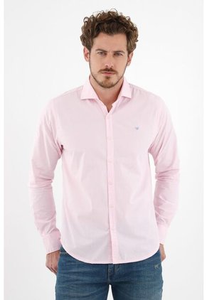 Camisa Manga Larga Rosada Para Hombre