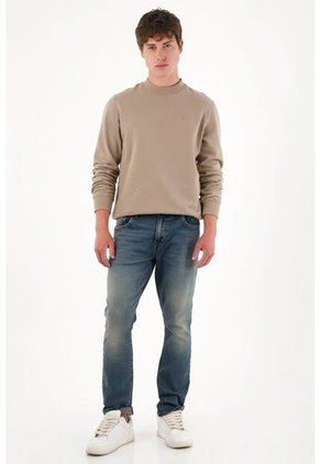 Tennis Jean Nudy Tono Medio Con Bigotes Azul Para Hombre