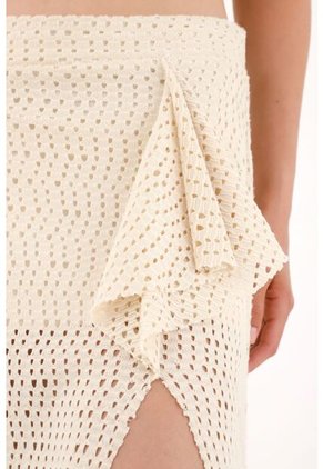 Falda Larga En Tela Tipo Malla Crudo Para Mujer