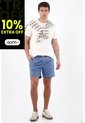 Tennis Bermuda Fit Relajado Con Cordón Bicolor En Algodón Azul Para Hombre de Tennis