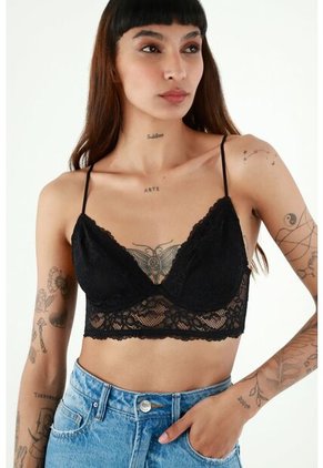 Top Con Encaje Negro Para Mujer