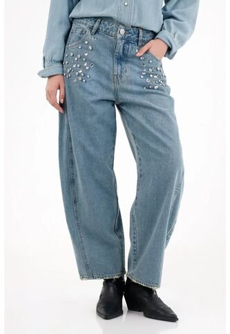 Tennis Jean Horseshoe Con Apliques Brillantes Para Mujer Tennis