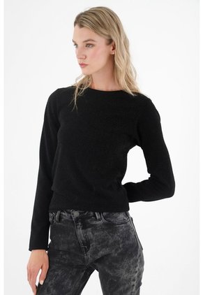 Tennis Buzo Negro Con Efecto Brillante Para Mujer