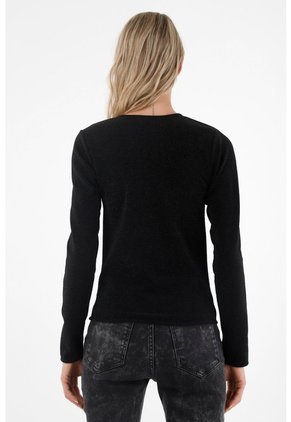 Tennis Buzo Negro Con Efecto Brillante Para Mujer