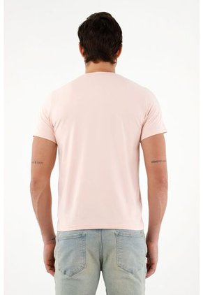 Camiseta Rosada Cuello Redondo Para Hombre